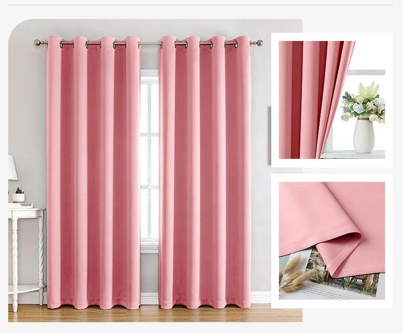 American style Living Room Darkening Solid Color Thick polyester Blackout Window Blinds Blackout Curtains