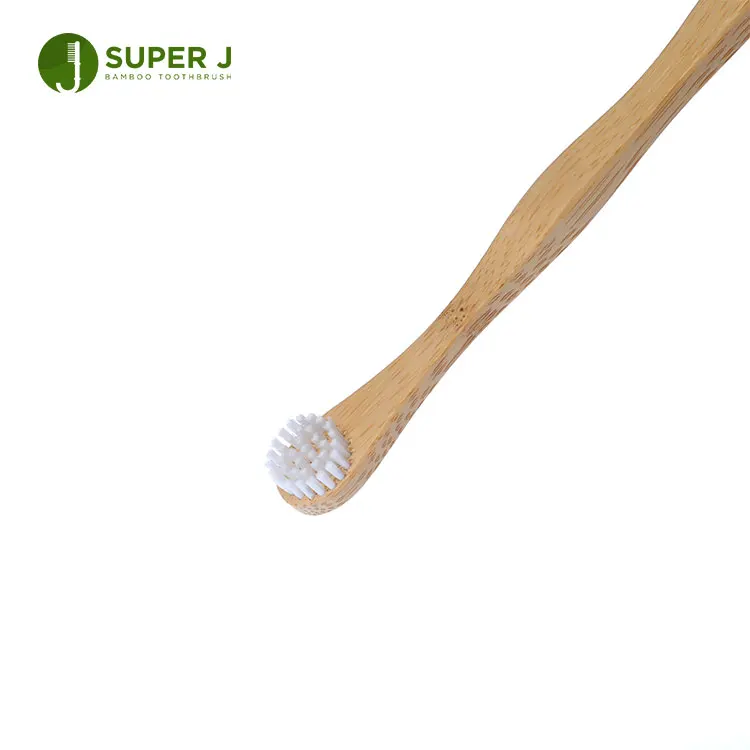 Wholesale round head custom wood handle biodegradable bamboo toothbrush