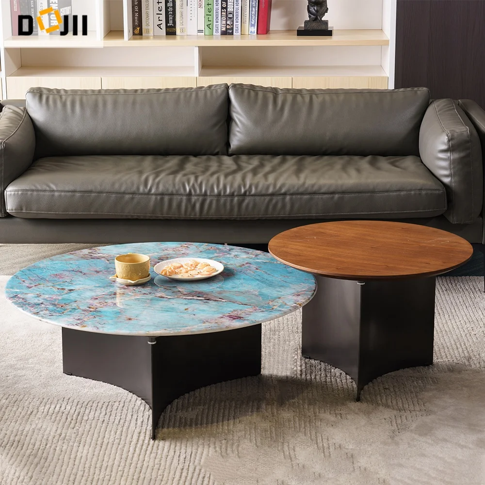 TikTok Hot Selling High Quality Luxury Peacock Green Marble Coffee Table with Stainless Steel Base Modern Nordic Home Furniture