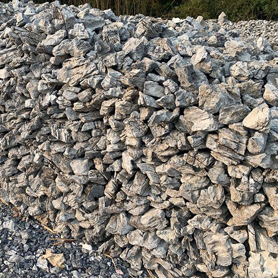 The fish tank is decorated with brown blue dragonstone