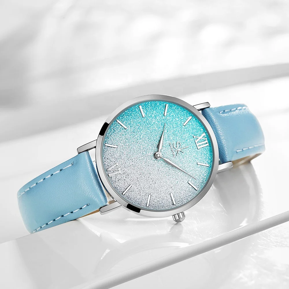  Shengke Womens Bling Watches Fashion Waterproof Girl Watch Luxury Quartz Ultra Thin Women Leather Wristwatch Reloj Mujer