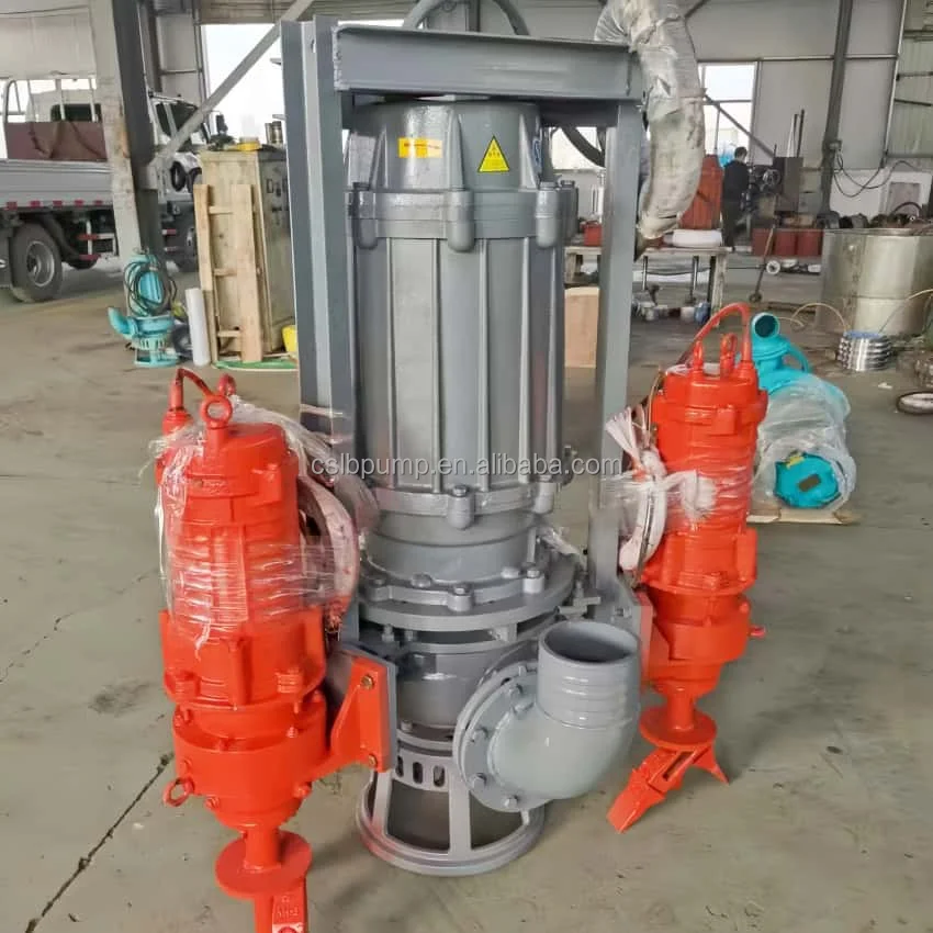 Sludge sewage sand suction pump, high flow vertical submersible slurry pump with agitator