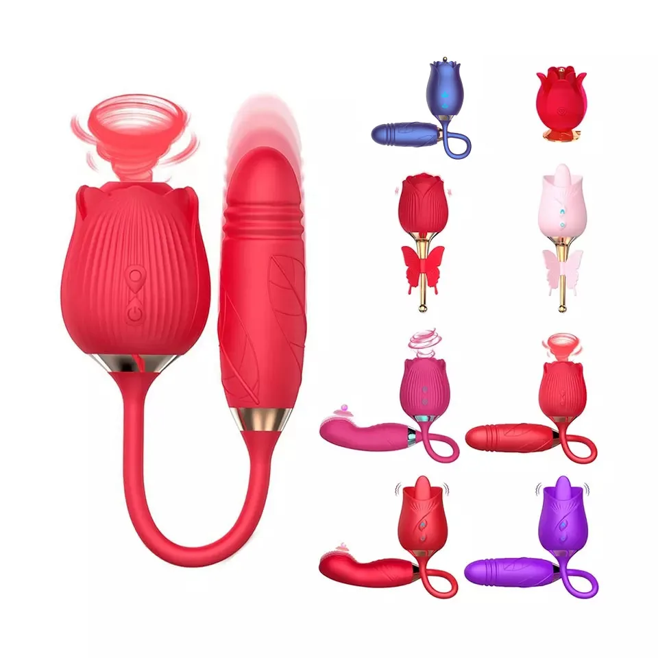 Tongue Licking Sucking Rose Vibrator Massager Clit Sucker Nipple Clitoral Vagina Labia Stimulator Stimulation Sex Toy for Women