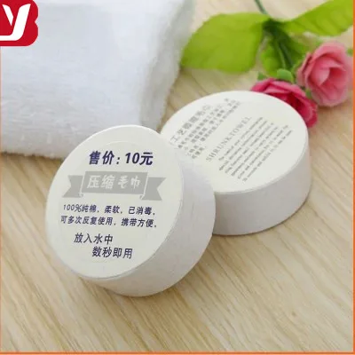 
Custom Coin Capsule Disposable Cotton Pressed Face hand Towel 