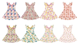Summer Cute Toddler Girl Dress Floral Printing Girls A-line Dresses Baby Girl Knee-length Dresses For Children