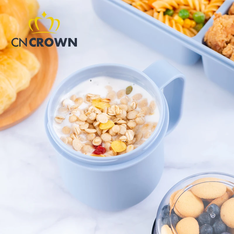 Wheat straw Lunch box Soup cup 750ML round can microwave sealed leakproof plastic soup pot breakfast cup porridge box