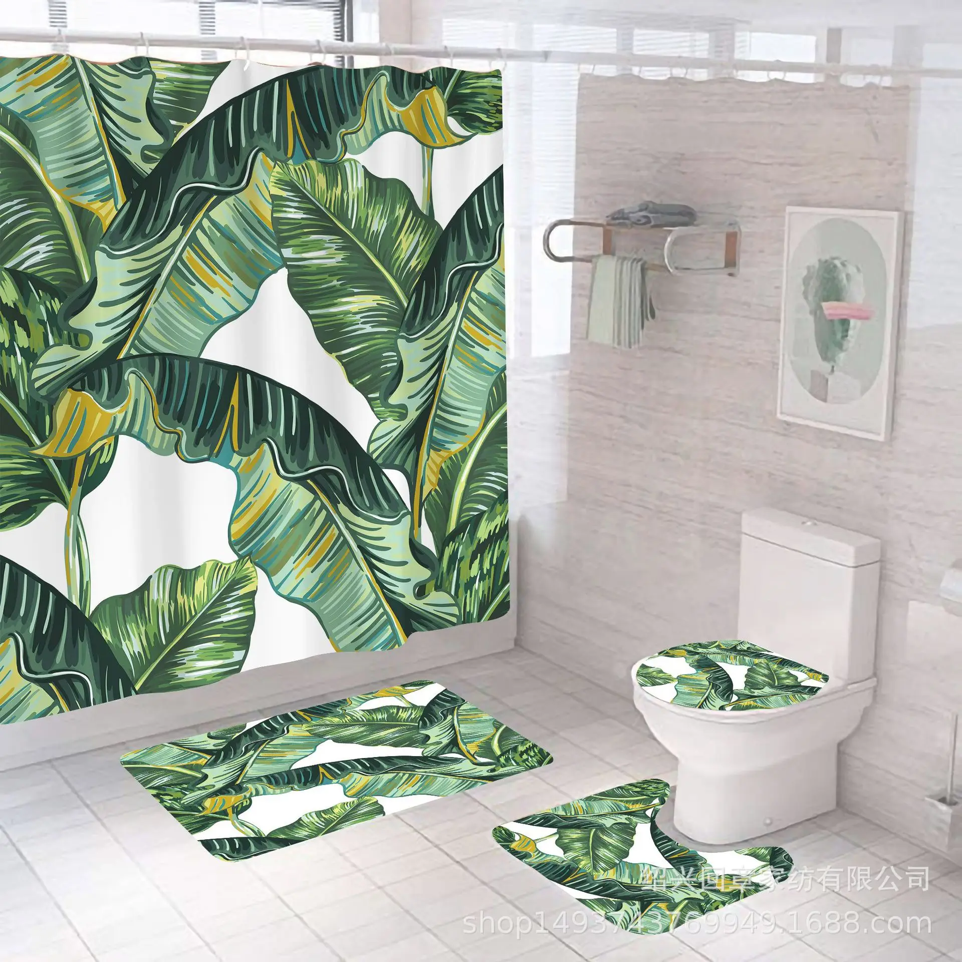 Modern 3D Printing Forest Shower Curtain Green Plant Tree Landscape Bath Curtain With Hooks For Bathroom waterproof scenery