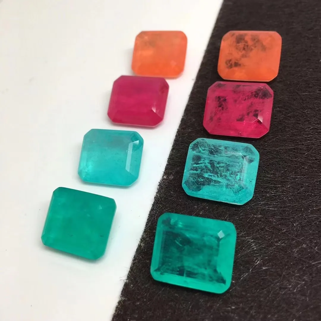 custom loose gemstone  ice crack quartz fusion stone emerald synthetic crystal glass synthetic fusion stone
