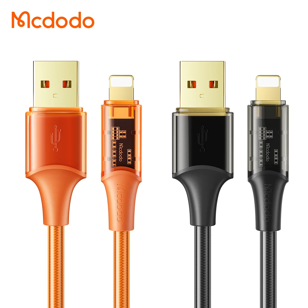 1.2M 1.8M Lighting Cable New Braided PVC Waterproof Durable Transparent Connector 3A Fast Charging USB Data Cable for iPhone