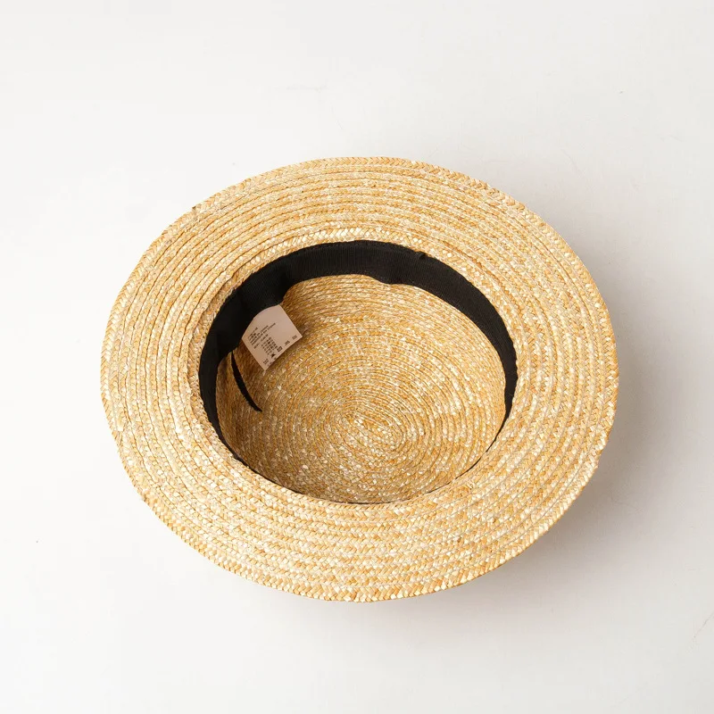 kids flat top natural wholesale skimmer boater straw hat