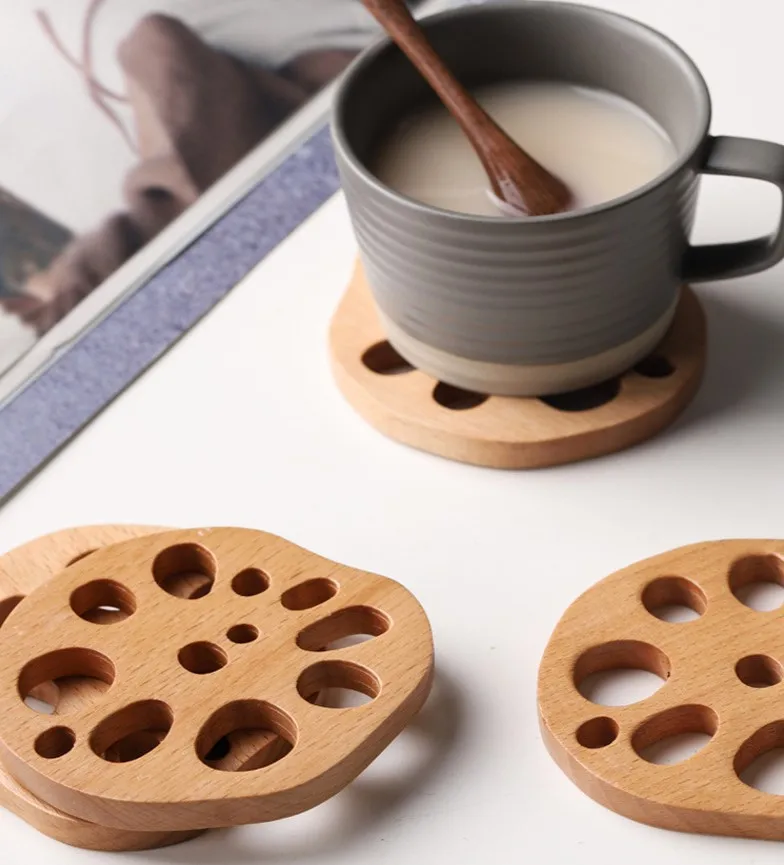 Wholesale Hot Selling Round Kitchen Accessory Place Mat Cartoon Heat Coaster Wooden Table Mat With Non-slip Foo