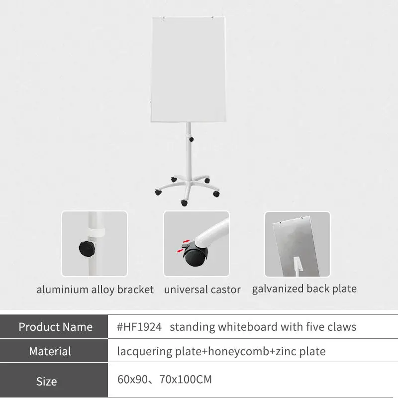 Round tubular base magnetic white board poster mobile flipchart flip chart easel stand 60x90