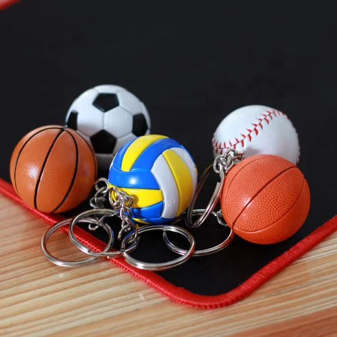Custom Souvenirs Gift Plastic Ball Keychain Non Deformable Volleyball Basketball Soccer Ball Keychain With Logo Custom