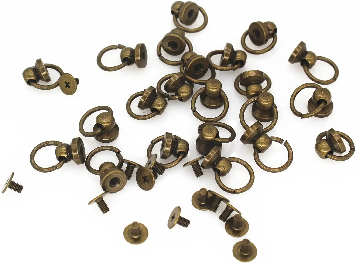 Button Studs Rivets O-Ring Head Button Stud Screwback with Screw for DIY Art Leather Craft Belt Purse Handbag