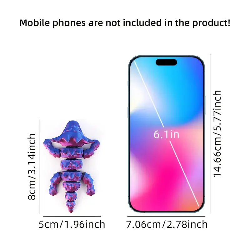 3D Printed Mini Dragon Toy Model Creative Mobile Joint for Trendy Children Animal & Dinosaur Ornament