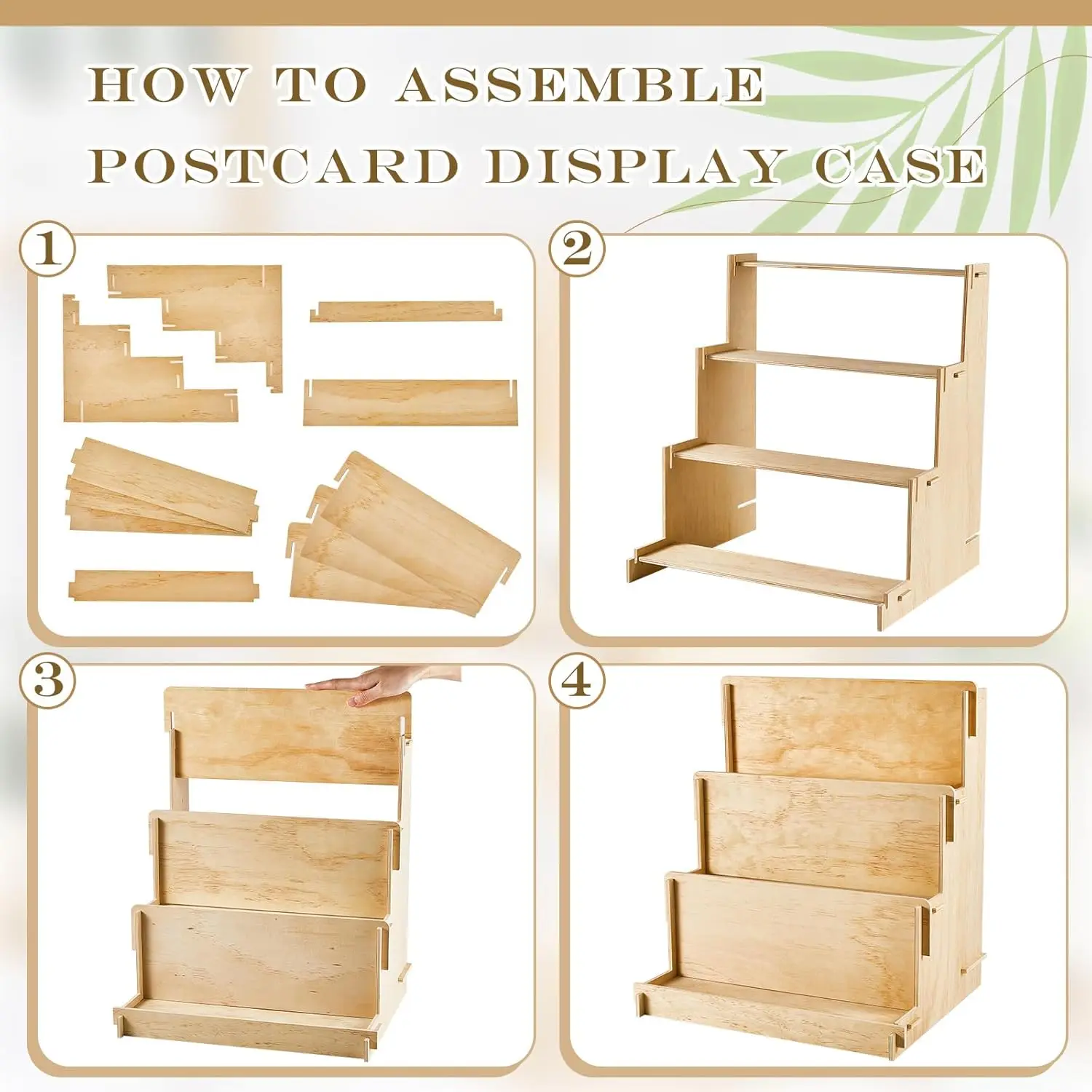 202411 3 Tier Wooden Card Display Stand Stationary Organizer Sticker Vendors Crafts Greeting Card Organizer Racks