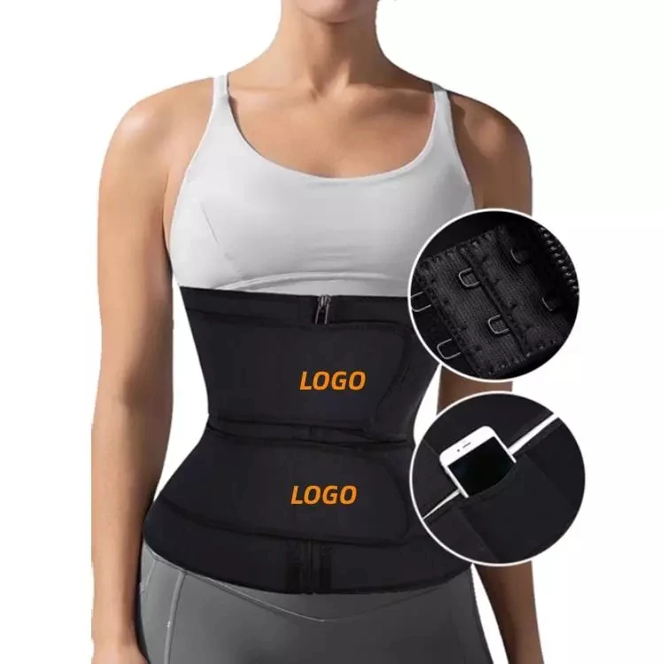 WAISTDEAR Latex Body Shaper Waist Trainer Trimmer Corset Double Waist Belt Cincher Zip Clip Workout Shapewear Slimming