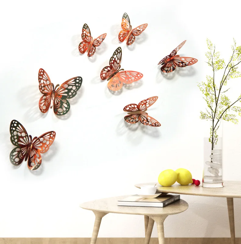 12pcs Gold Butterfly Wall Decorations for Butterfly Birthday Party Cake Removable Wall Stickers Room Decor for Wedding Decor