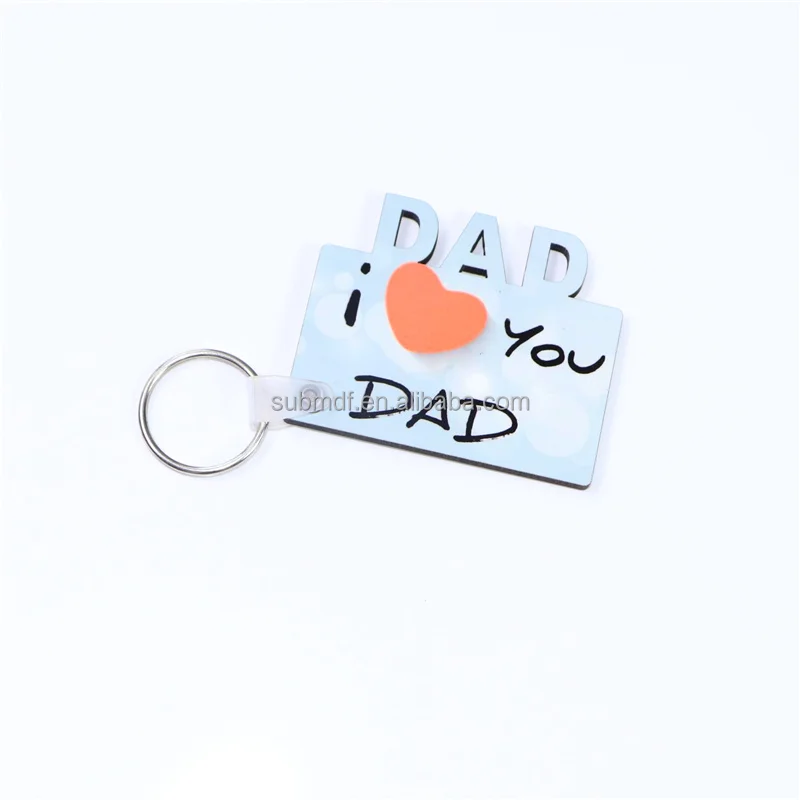 Free Sample Wholesale High Quality Double Sided MOM,GRAD,DAD Wood Keychain Custom Blank Sublimation MDF Keychains