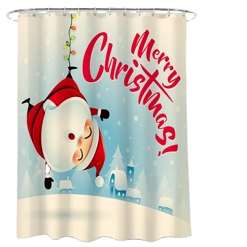Merry Christmas Shower Curtain Christmas Tree Bathroom Curtain Polyester Fabric Waterproof Bath Screen Rideau Douche 180x200cm