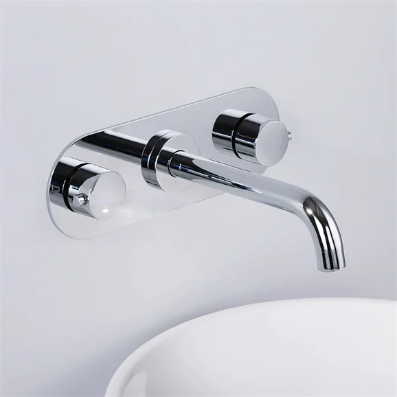 Wall Mounted Chrome Finished Single Handle Faucets Modern Bathroom Taps Basin Mixer