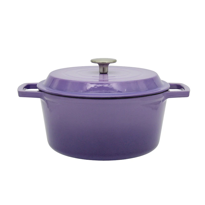 Bright Houseware Purple Cooking Pot Set Customized Cookware Cast Iron Pots and Pans Non-stick Enamel Cast Iron Metal Modern 36cm