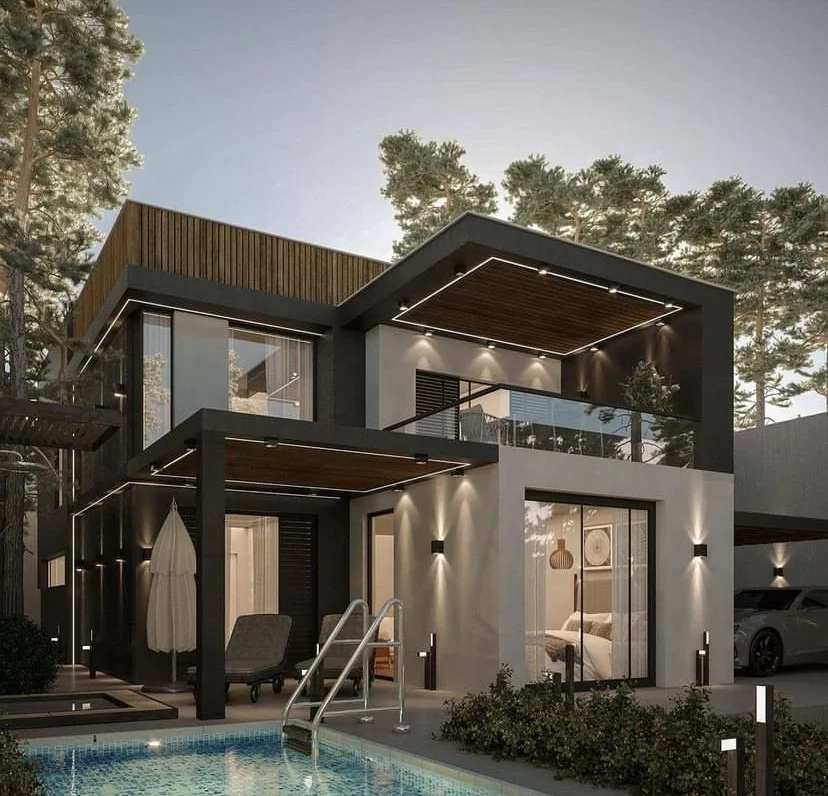 Chinese Modern Luxury Modular Prefab House Modern Prefab Villa with Swimming Pool 280m2 living area +45m2 terrace with 4 beds
