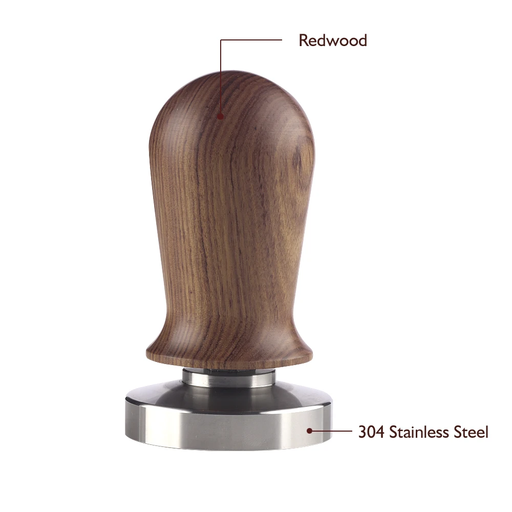Wholesale 49/51/53/58mm Stainless steel Espresso Filter Coffee Tampers Rosewood Handle Spring Coffee Tamper Hammer