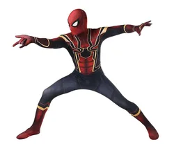Halloween spider hero man boy red costume suit headgear coveralls fantasia homem aranha high quality factory wholesale