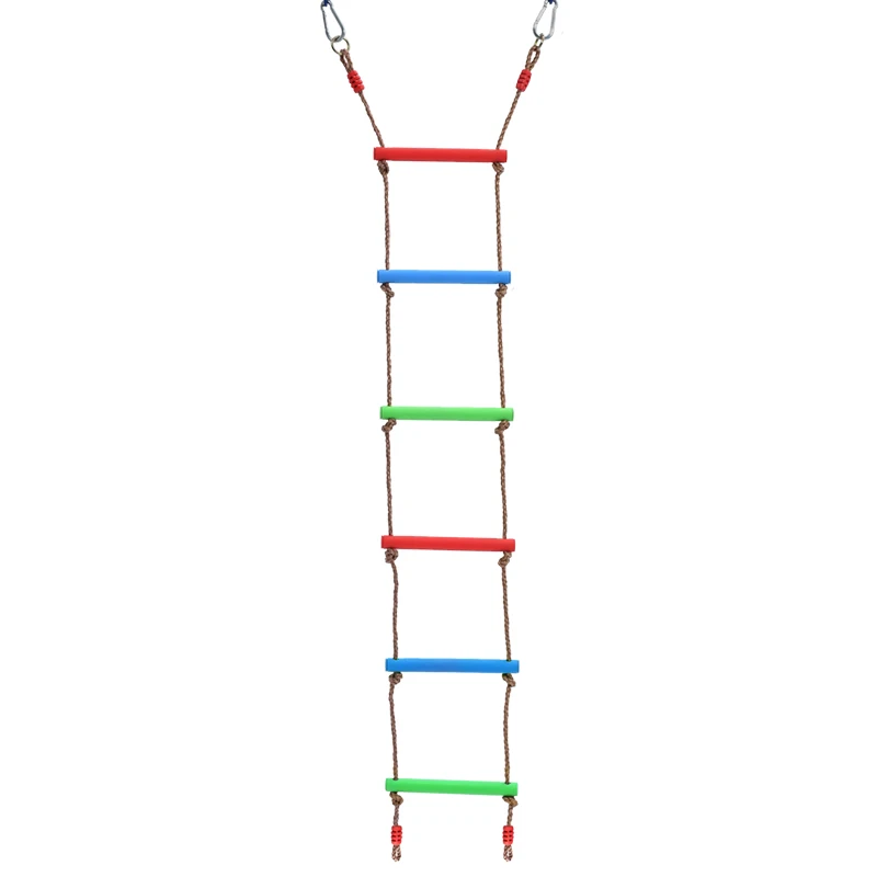 Well Selling Climbing Rope Ladder Tree Swing Set with plastic 6 section for Backyard