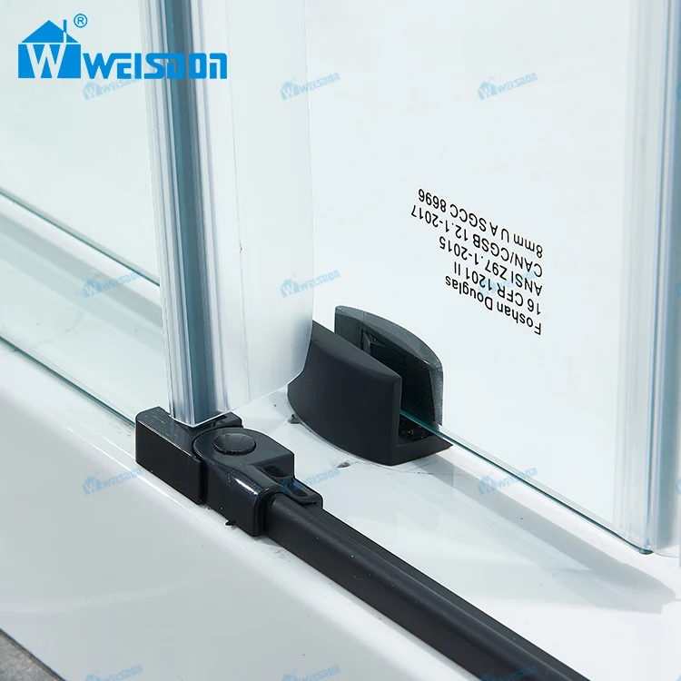 Weisdon Custom Matte Black Single Sliding Stainless Steel Tempered Glass Frameless Shower Door
