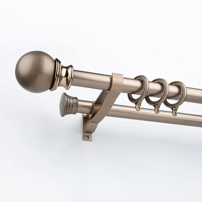 Factory Outlets Low Price Metal Accessories Double Brackets Aluminium Finials  Curtain Rod For Living Room