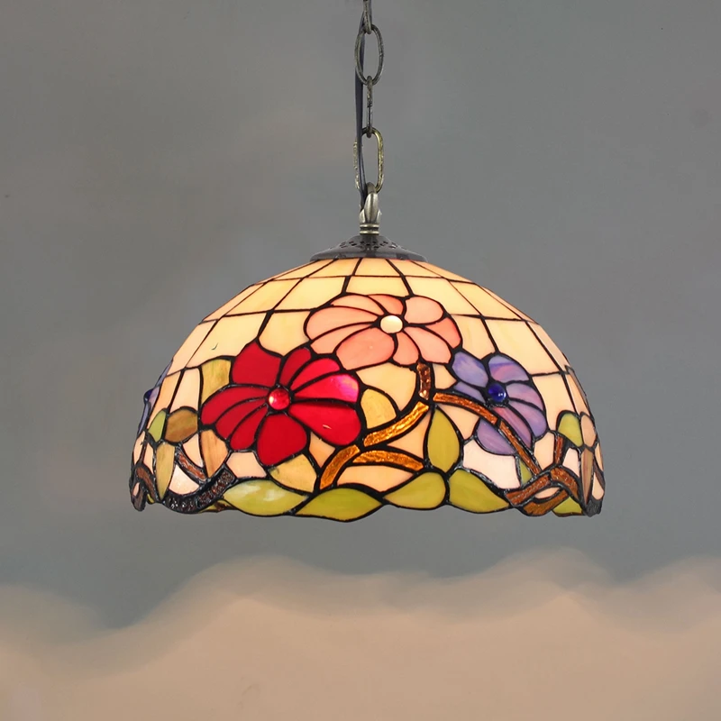 30cm Blossom style creative rural retro Tiffany stained glass Restaurant Bar petal Light 12 inch morning glory pendent lamp