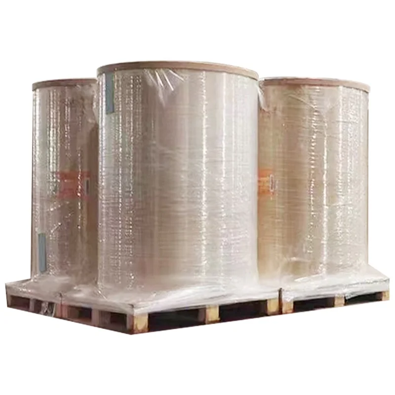 80g glossy paper with hot melt jumbo roll can cut be sheet cast coated paper sticker rolls for offset printing