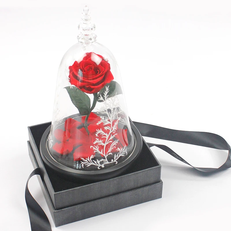Tiktok hot selling dry flowers preserved flower decoration eternal rose preserved rose in glass dome