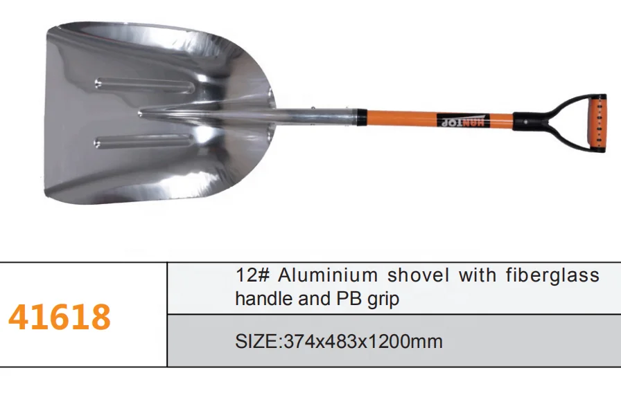 41618 Aluminum snow shovel with fiberglass handle