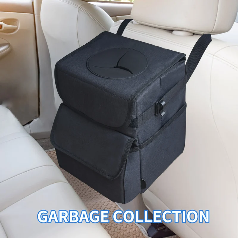2024 portable high road trashstash push-close lid design car SUV truck seat back waterproof trash bin car garbage  bag