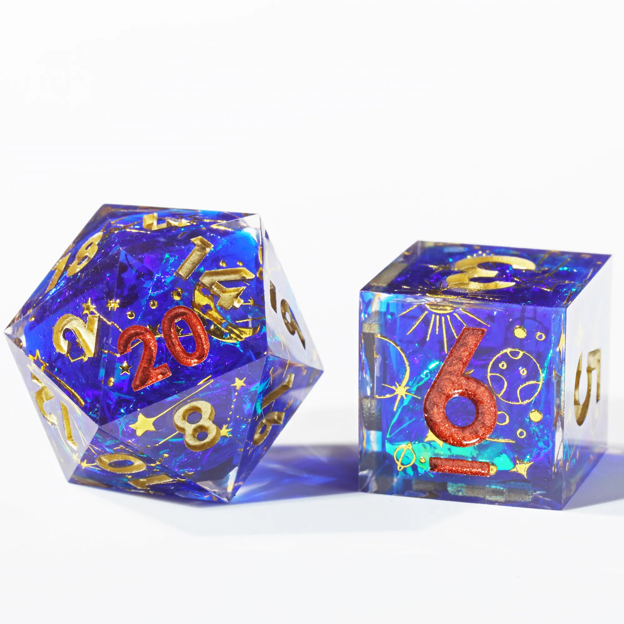 MINI PLANET Dnd Dice Set Wholesale Custom Resin Dice with Sharp Edges For TRPG Handmade Layered stickers Polyhedral Dice Set DND