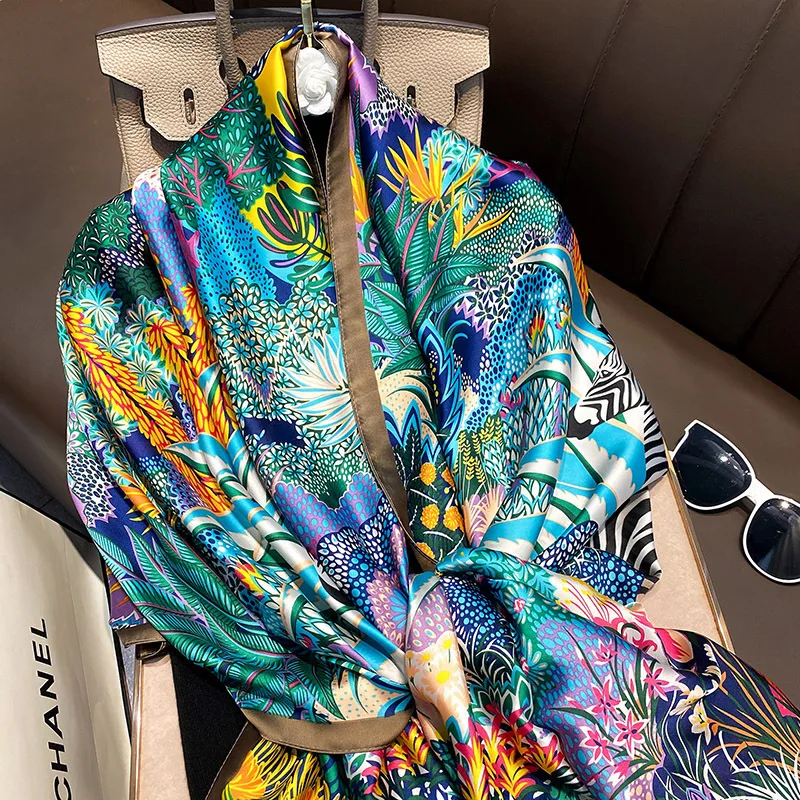 90*180cm New Satin Silk Like Scarf Hijab Silk Feeling Paisley H Printed Long Scarf Shawl for Women