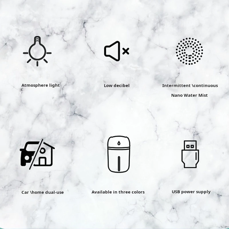 Customizable logo home, car portable small humidifier nano water mist colorful lights 330ml large water tank humidifier