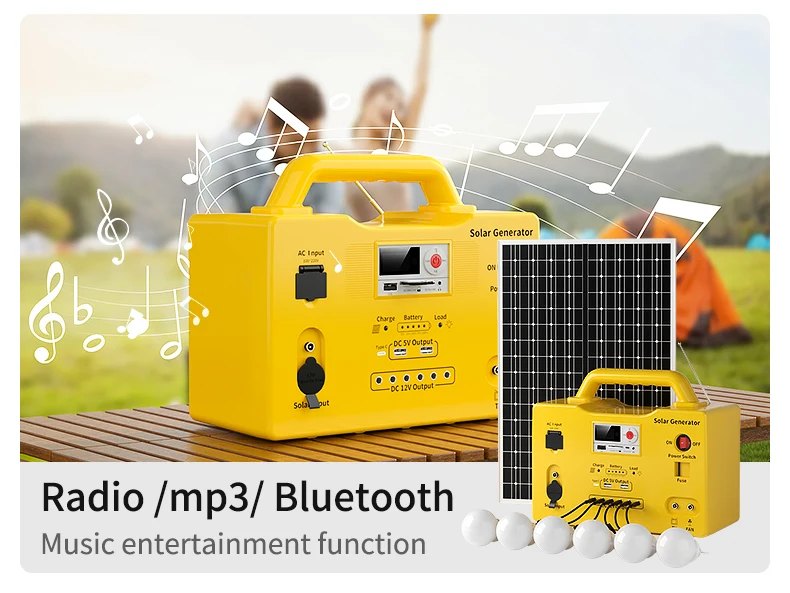 Outdoor Emergency Power Supply Solar Energy Storage System 30w solar panel with LED bulb