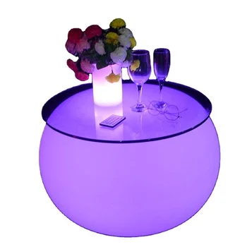 Glowing Colorful LED Light round Coffee Table Short Bar Table Apartment Club Restaurant Home Lounge Night Club