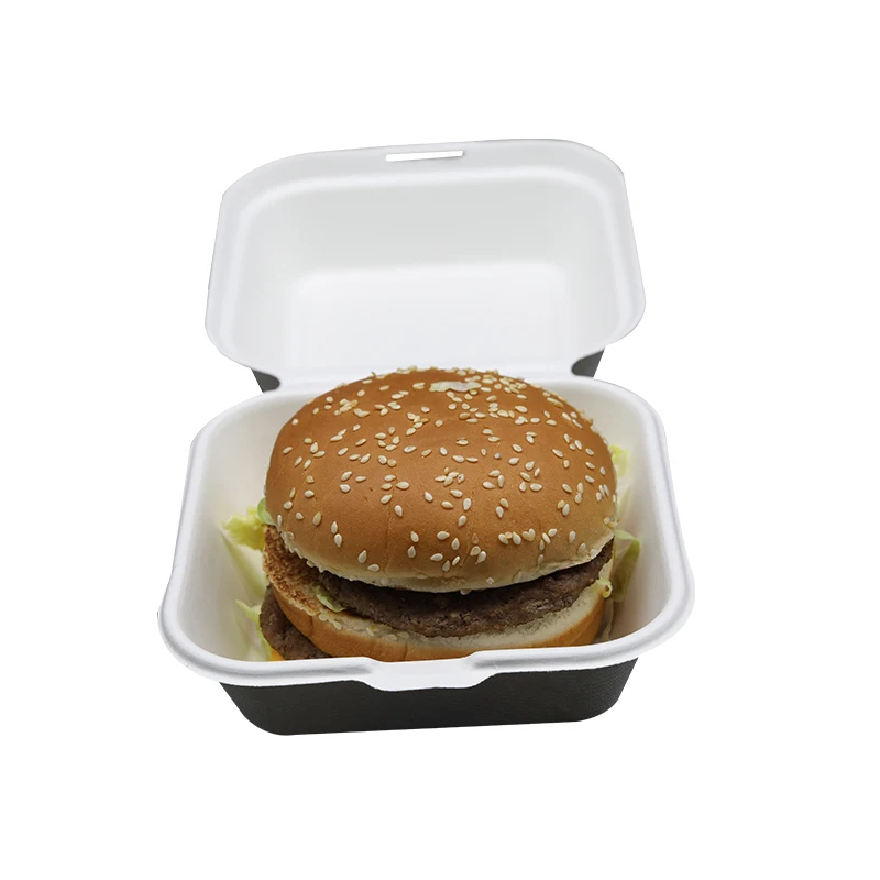 Unique design biodegradable sugarcane bagasse pulp burger box