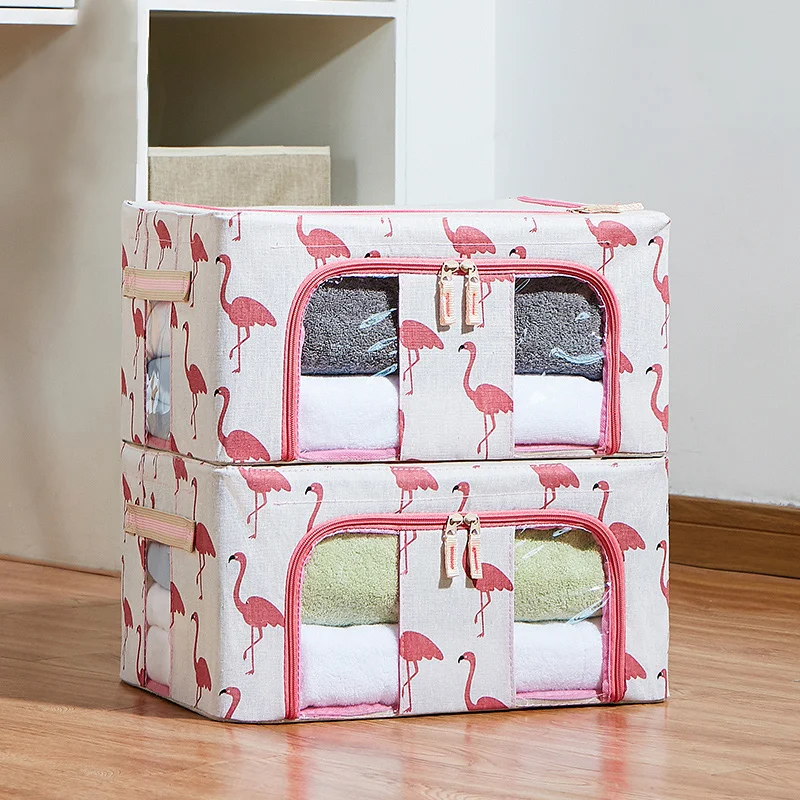 Large Foldable Clothes Container Cloth Fabric Storage Boxes&bins with Lids Great for Organizers Bedroom Closet Living Room