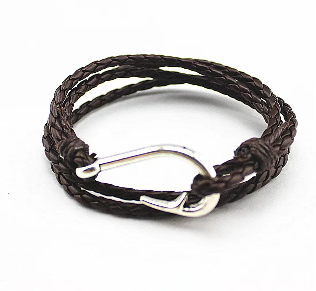 Мужские плетеные кожаные браслеты из нержавеющей стали Новое поступление 2021