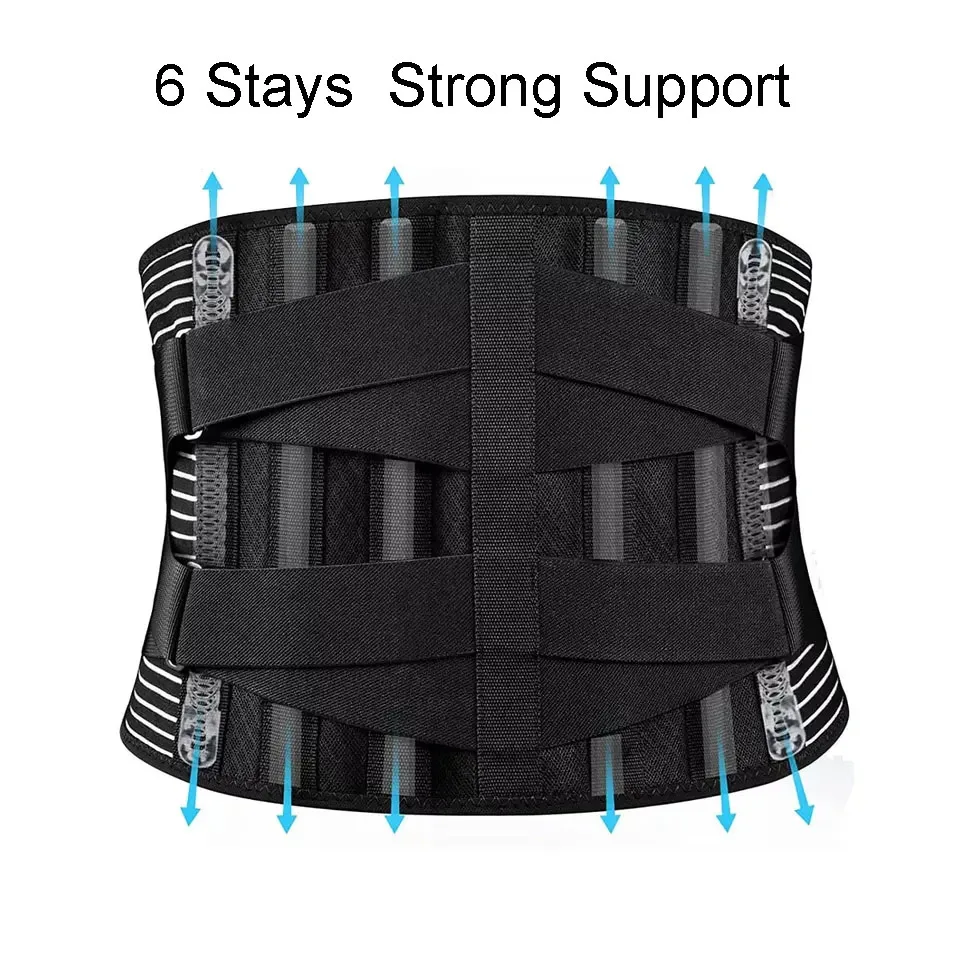 Custom Logo Lumbar Support Belt 6 Stays Breathable Anti-skid Waist Support Ceinture Lombaire Medical Lumbar Back Brace Men Women