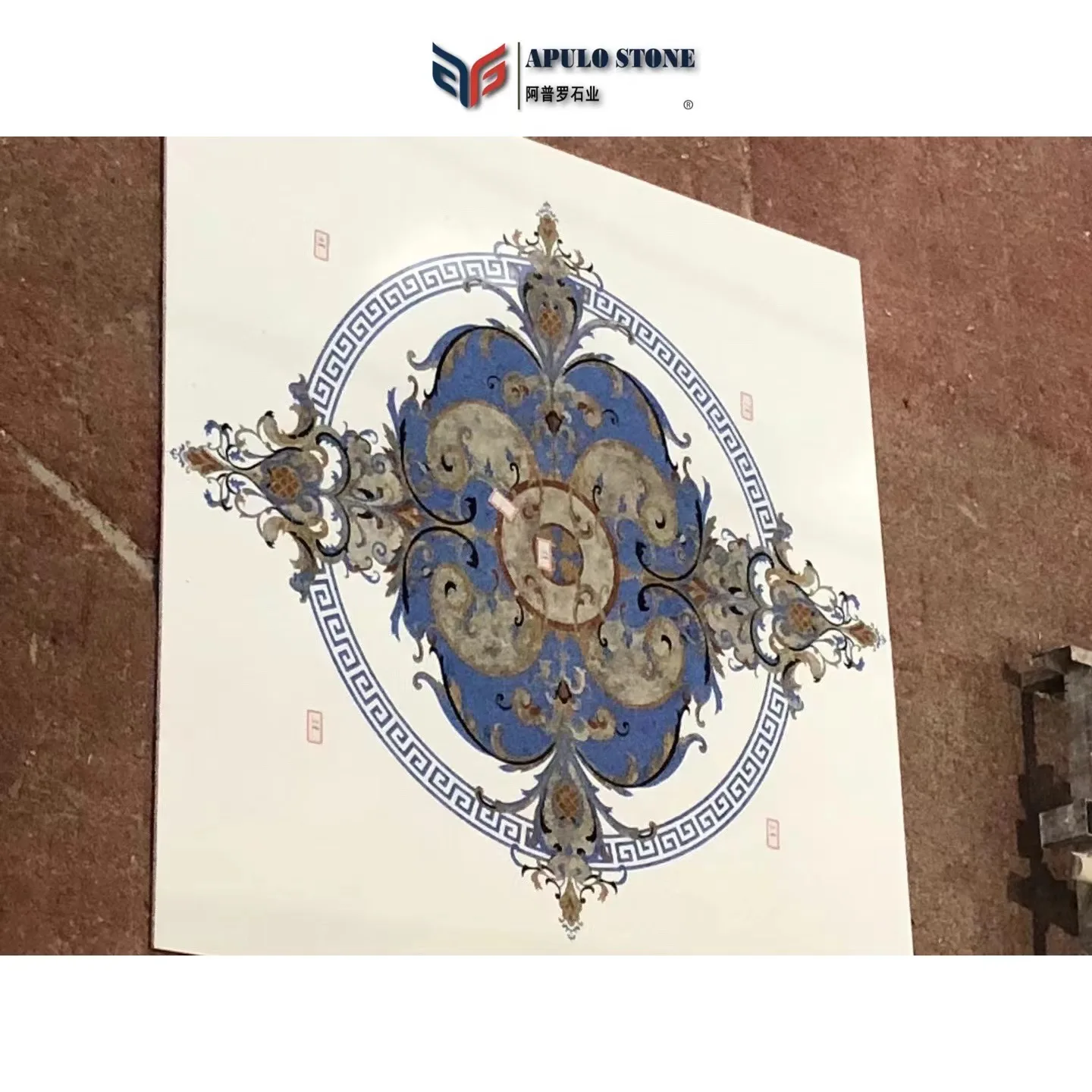 Apulostone natural stone Customize Square Villa Waterjet Marble Floor Stone Tiles Marble Water Jet Medallion