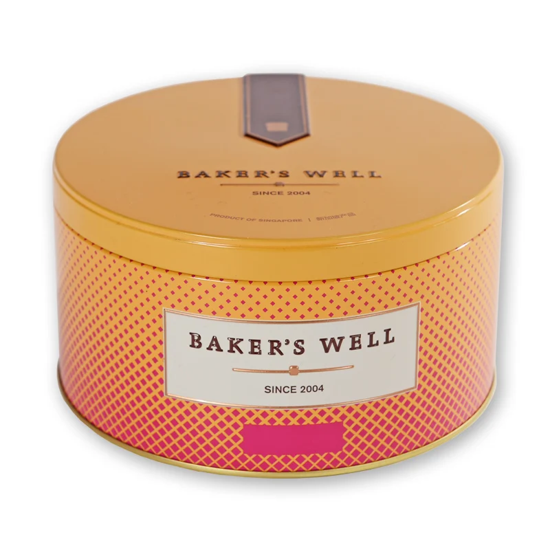 Factory Hot Sell Empty Biscuit Box with Airtight Lid Round Cookie Tin Can
