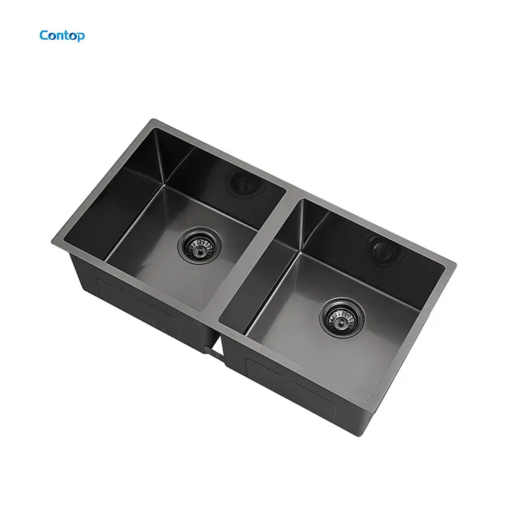 High Grade modern Double Bowl Factory Custom Handmade Kitchen Sink 304 Stainless Steel Sink