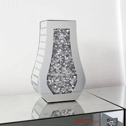Luxury Crushed diamond Glass Vase for Home Decor bling crushed diamond furniture Sublimation Glass vase with crushed diamond